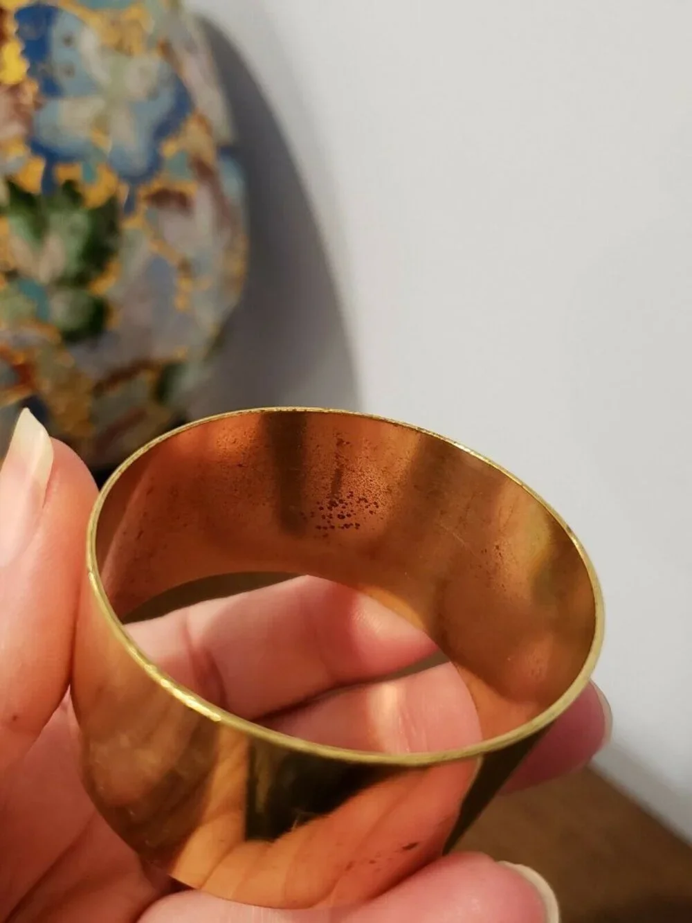 Vintage Slanted Brass Napkin Rings Lot Set of 4 READ